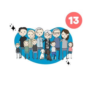 13 PERSONE/ANIMALI DOMESTICI Ritratto personalizzato DIGITALE, ritratto di cartone animato, ritratti digitali unici disegnati a mano: regali personalizzati in pochi giorni!