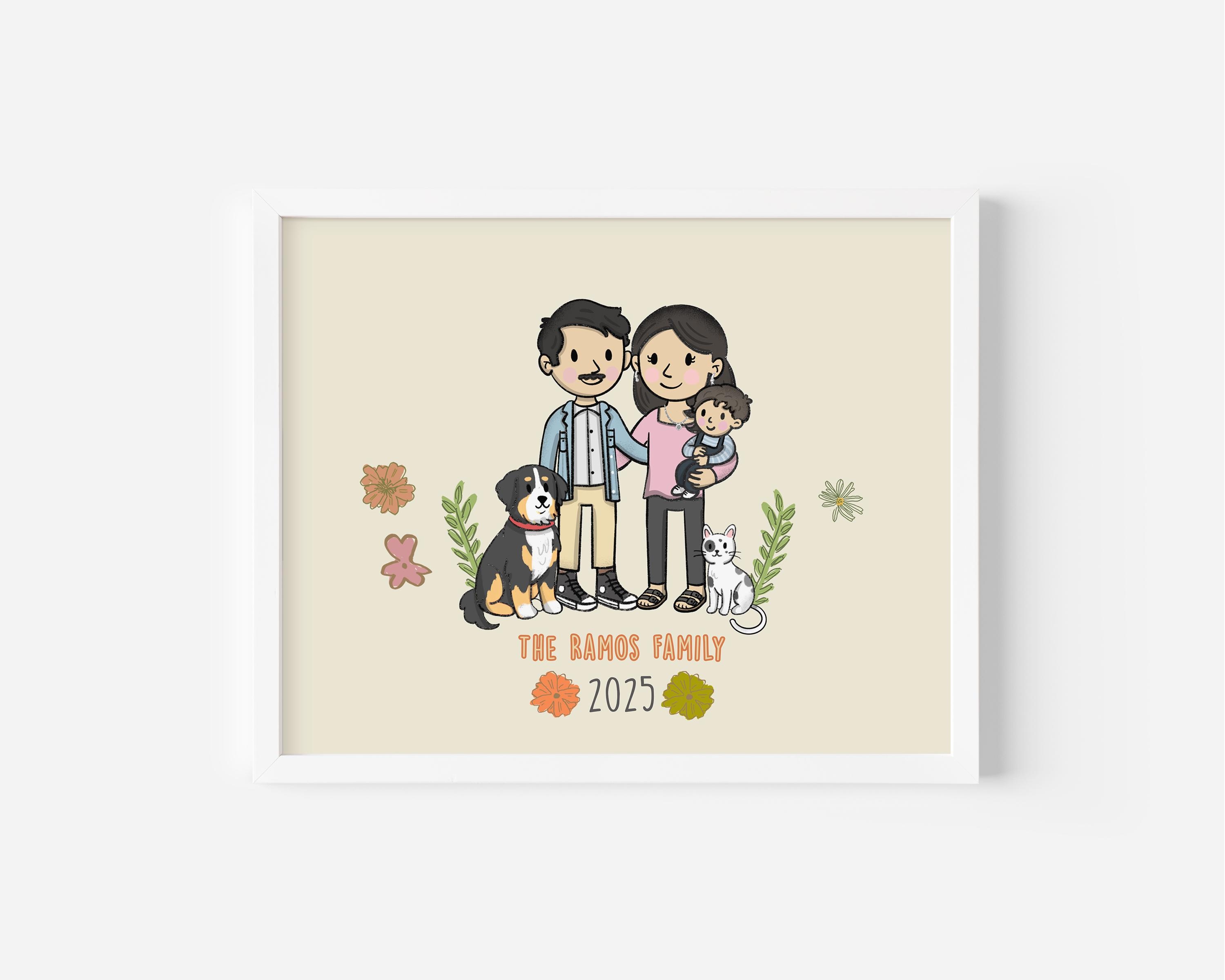 Custom Portrait from Photo, Cartoon Portrait, Printed Family Illustration, Custom Portrait Personalized Print, Gift for Him, Custom Drawing