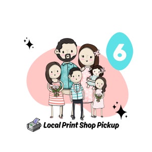 6 PERSONNES/ANIMAUX DE COMPAGNIE Portrait NUMÉRIQUE personnalisé, portrait de dessin animé, portraits numériques uniques dessinés à la main : des cadeaux personnalisés en quelques jours seulement !