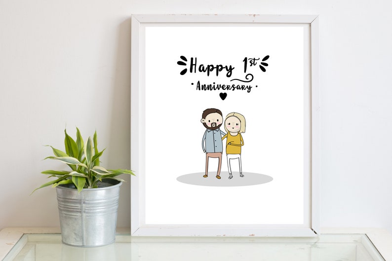 First Anniversary Paper Anniversary Couple Custom Portrait Family art 1st Anniversary Paper Gift, wedding portrait, family portrait image 4