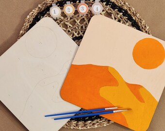 Kalahari Desert Paint by Number kit , Beginner Adult Paint Kit, Modern Abstract Art , Diy Boho Home Decor , Eclectic Home , Art Therapy