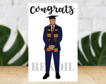 Black Man Graduation  Card