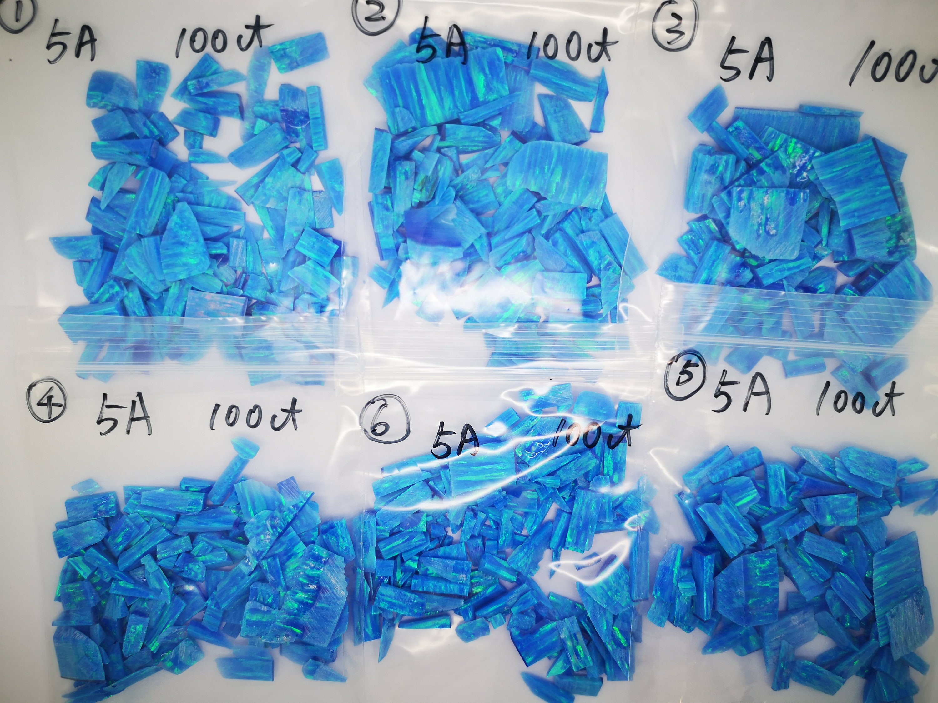 No.5A 100ct Blue Crushed Opal / Synthetic Opal/ Inlay Material / Jewelry Making / Woodworking / Ring Making / Nail Art/ Nail Gel