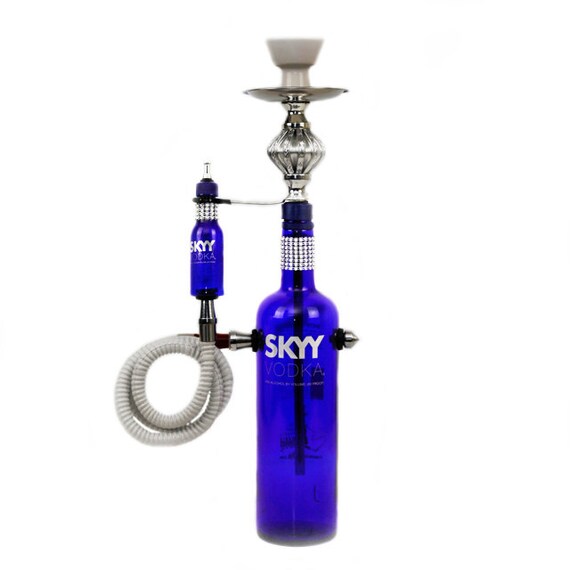 Items similar to SKYY Vodka custom liquor bottle Hookah blue/white on Etsy