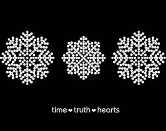 3 Snowflakes (8.96 "x 2.94") in Brilliant clear rhinestones T-shirt, Tank Top or Hoodie- **Free shipping in the U.S.**