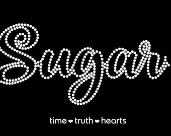 Sugar design (8.5" x 4") in brilliant clear rhinestones t-shirt, tank top or hoodie- **free shipping in the U.S.**