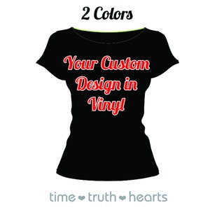 Camisa de vinil personalizada - frente em 2 cores - a partir de 21,99 USD -**Frete grátis nos EUA**