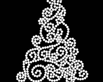 Swirl Christmas Tree (4.23 "x 5.75") in Brilliant clear rhinestones T-shirt, Tank Top or Hoodie- **Free shipping in the U.S.**