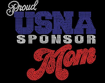 Stolze USNA Patenmama" (8,75" x 8") in klaren, blauen und roten Strasssteinen - "Kostenloser Versand in U.S."