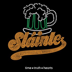 Slainte Design (7.75&quot; x 7.6&quot;) in Brilliant yellow, clear and green rhinestones- T-shirt, Tank Top or Hoodie - **Free shipping in the U.S.**