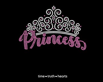 Princess Design (8,75 "x 7,25" ) in brillanten klaren und rosa Strasssteinen, T-Shirt, Tank Top oder Hoodie - **Kostenloser Versand in den USA**