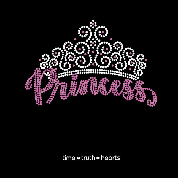 Princess design (8.75" x 7.25") in Brilliant clear and pink rhinestones,  T-shirt, Tank Top or Hoodie - **Free shipping in the U.S.**