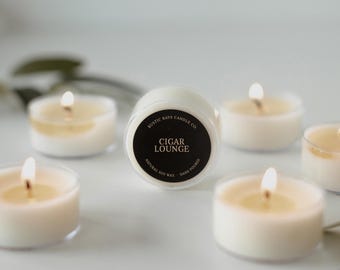 Cigar Lounge - Tea Light Candle - 100% Soy Wax Tealights