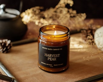 Harvest Pear Fall Soy Candle - 9 oz Amber Jar - Home Decor