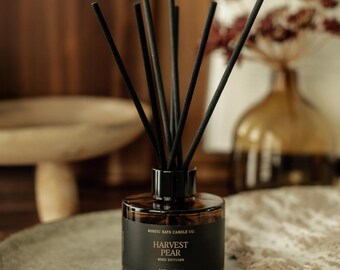 Harvest Pear Fall Reed Diffuser - Fiber Reed Diffuser - Flameless Home Fragrance