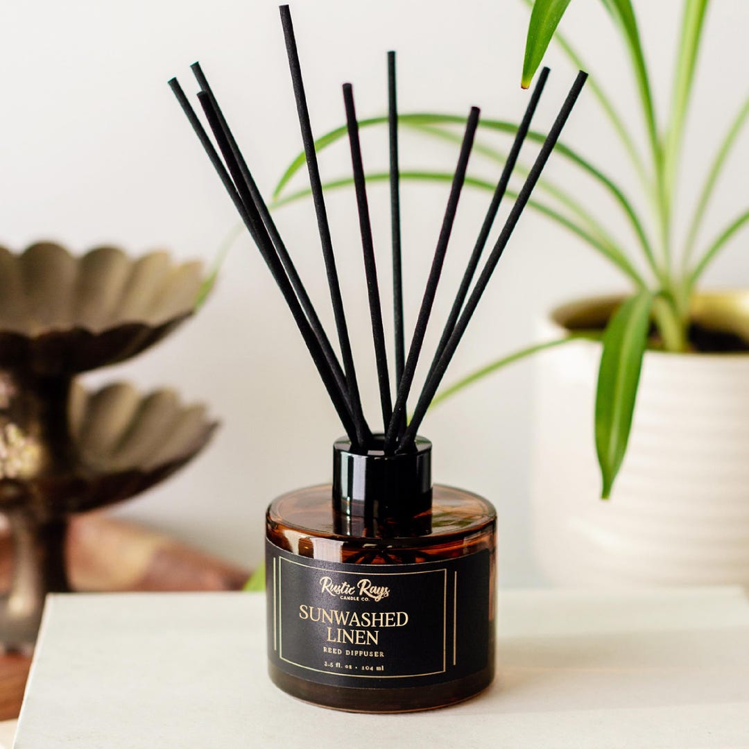 Sunwashed Linen Reed Diffuser - Rattan Reed Diffuser - Flameless ...