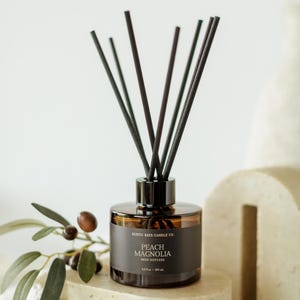 Peach Magnolia Reed Diffuser - Fiber Reed Diffuser - Flameless Fragrance - Bathroom Diffuser