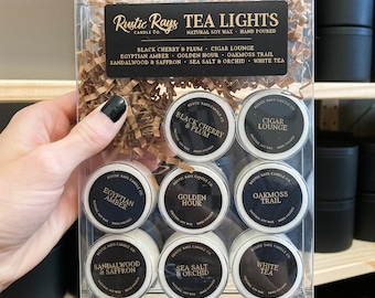 Tea Light Sample Box | Mini Candles | 8 Scents | Signature Scents | 100% Soy Wax, Phthalate Free Fragrances