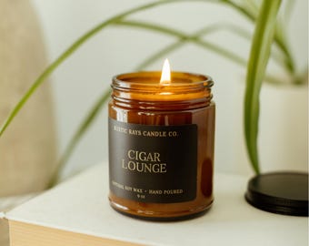 Cigar Lounge 9 oz Soy Candle - Home Decor and Gifts for Him - Fathers Day