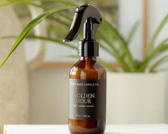 Golden Hour Room Spray - 4 oz Glass Bottle - Air + Linen Spray Fragrance - Jasmine, Peach, Tonka Bean