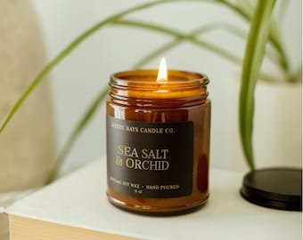 Sea Salt & Orchid 9 oz Soy Candle - Summer Home Decor and Gifts
