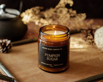 Pumpkin Sugar Fall Soy Candle - 9 oz Amber Jar - Home Decor