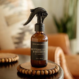 Aromatizante de caramelo y bourbon - Frasco ámbar de 113 ml - Air + Linen Spray