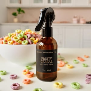 Fruity Cereal Room Spray - 4 oz Glass Bottle - Air + Linen Spray Fragrance - Nostalgia Breakfast - TikTok Viral