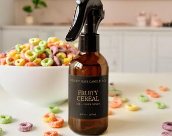 Fruity Cereal Room Spray - 4 oz Glass Bottle - Air + Linen Spray Fragrance - Nostalgia Breakfast - TikTok Viral