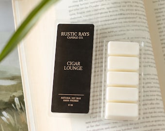 Cigar Lounge Soy Wax Melts - 100% Soy Wax - Snap Bar Wax Melters - Leather, Smoke, Tobacco