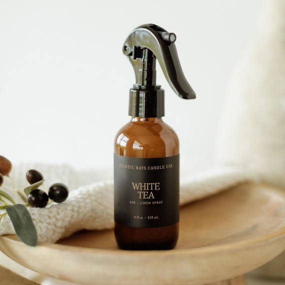 White Tea Room Spray - 4 oz Glass Bottle - Air + Linen Spray Fragrance - Bergamot, Citrus