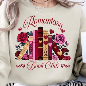 Romantasy Book Club PNG, Romantasy Reader Digital Download Sublimacja PNG Projekt graficzny Booktrovert Valentine Bibliotekarz Fantasy Book Nerd