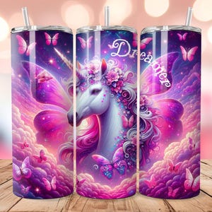 Dreamer Sparkle Magical Unicorn Fantasy 20 oz Skinny Tumbler Sublimation Design Digital Download PNG Instant DIGITAL ONLY, Tumbler Wrap