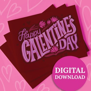 PRINTABLE Happy Galentine's Day Card Digital Download, Printable Valentine for Friend, Print at Home Galentine Card, Valentines Day Card