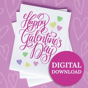 DRUCKBAR Happy Galentine Tages Karte Digitaler Download, druckbare Valentinstag für Freund, Print at Home Galentine Karte, Valentinstag Karte