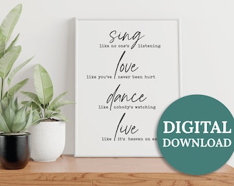 Impressão artística de citação inspiradora de vida: preto e branco (download digital)