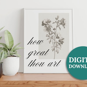 How Great Thou Art Printable Wall Art, Digital Download, Hymn Printable, Hymn Wall Art, Then Sings My Soul, Christian Printable Art Quote