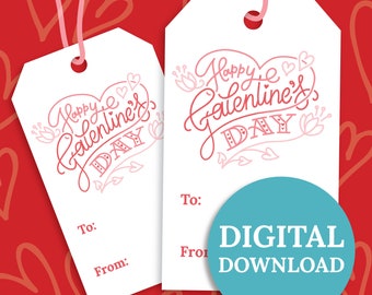 PRINTABLE Galentine's Day Gift Tag Digital Download, Printable Valentine Gift Tag for Friend, Print at Home Gift Tag, Valentines Day Tag