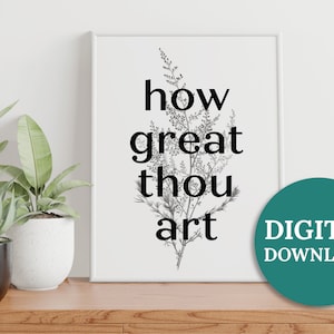 How Great Thou Art Printable Wall Art, Digital Download, Hymn Printable, Hymn Wall Art, Then Sings My Soul, Christian Printable Art Quote