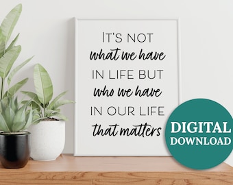 Impressão artística de citação de vida: design inspirador em preto e branco (download digital)