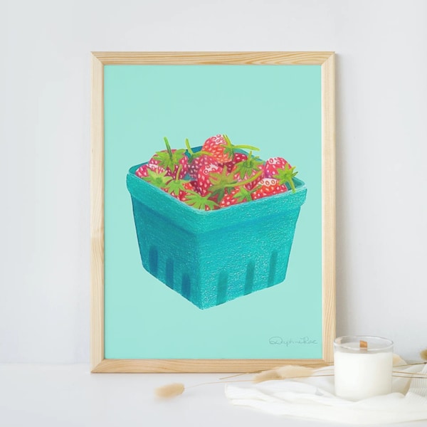 Strawberry Carton Painting, Farm Art, Farmer’s Market