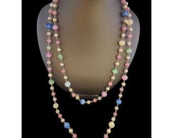 Amazing Vintage All Glass Linked 52" Necklace (A5653)