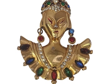 Vintage Signed REINAD Oriental Princess Brooch (A4624)