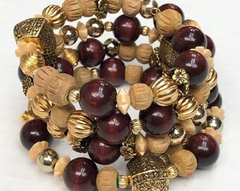 Wooden beaded wrap bracelet