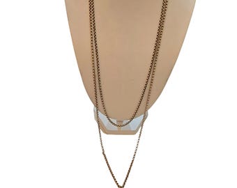 Antique 14kt Gold Long Watch Fob Chain Necklace (A7781)