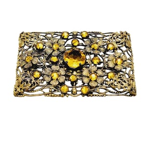 Vintage Czech Glass and Brass Brooch (A1332)