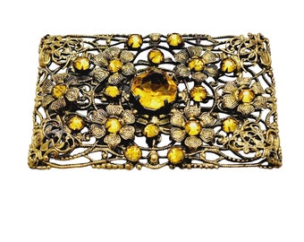 Vintage Czech Glass and Brass Brooch (A1332)