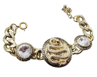 Snake Greek Key Rhinestone Bracelet (A1462)