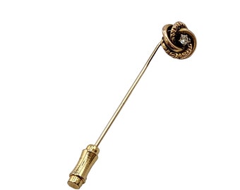 Vintage 14kt Love Knot Diamond Stick Pin/Tie Pin (A4406)