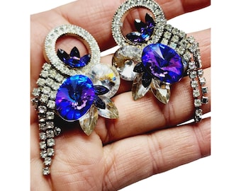 Vintage Spectacular 80s Inverted Glass Earrings (A1186)